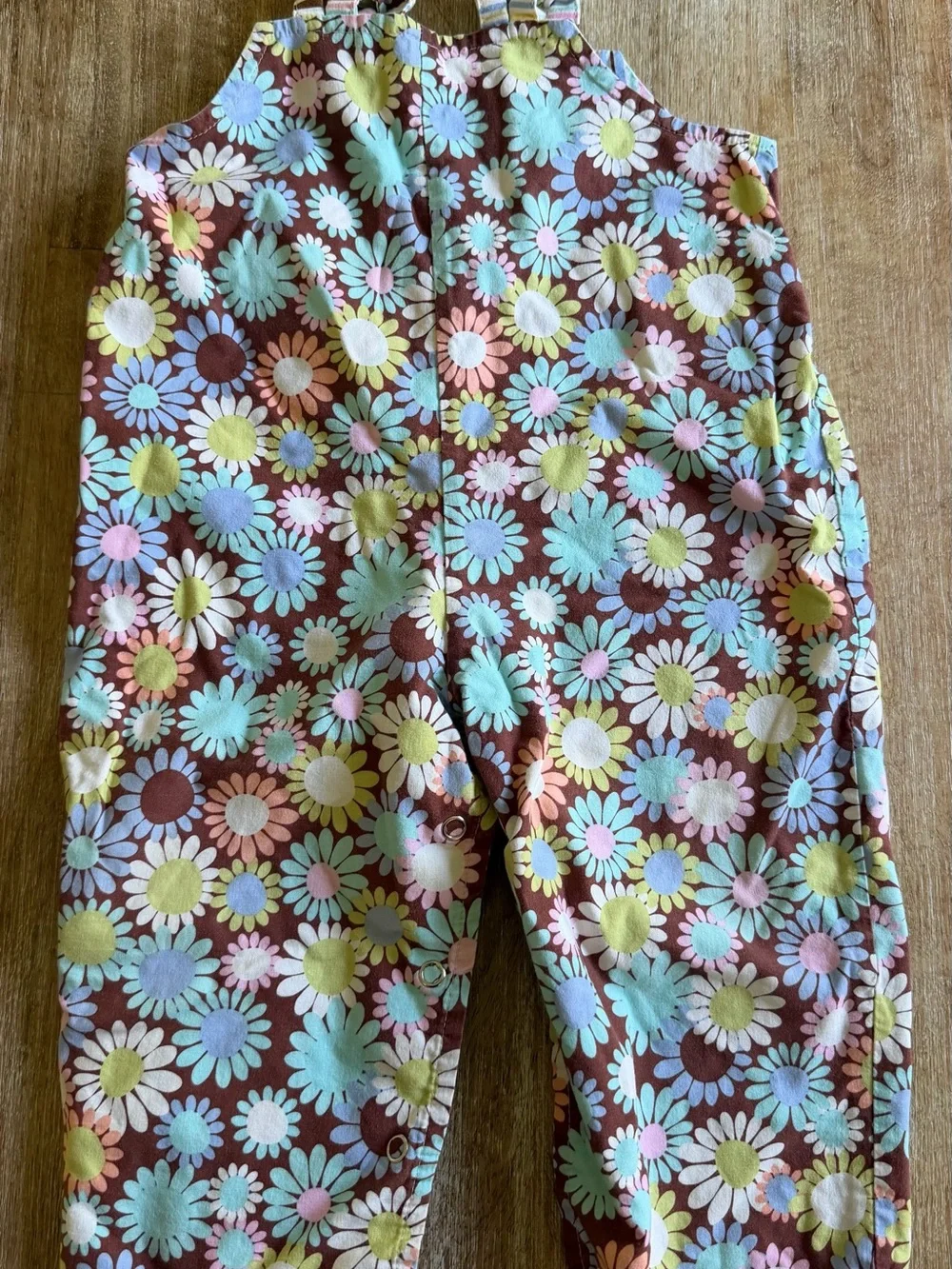 Kids Floral Overalls - Brown Multi